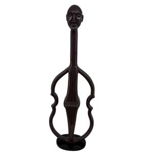 Vtg MOMA 1981 Abstract‎ Face Violin Sculpture Brown Art Deco MCM Music Decor